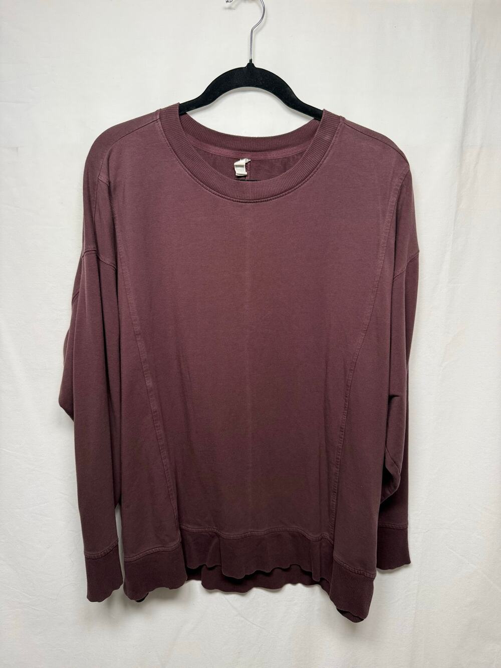 Zella Activewear Relaxed Fit Long Sleeve Pullover, Dark Red, Size XL